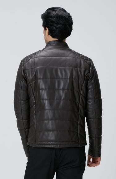  Network Erkek Kahverengi Dik Yaka Deri Mont