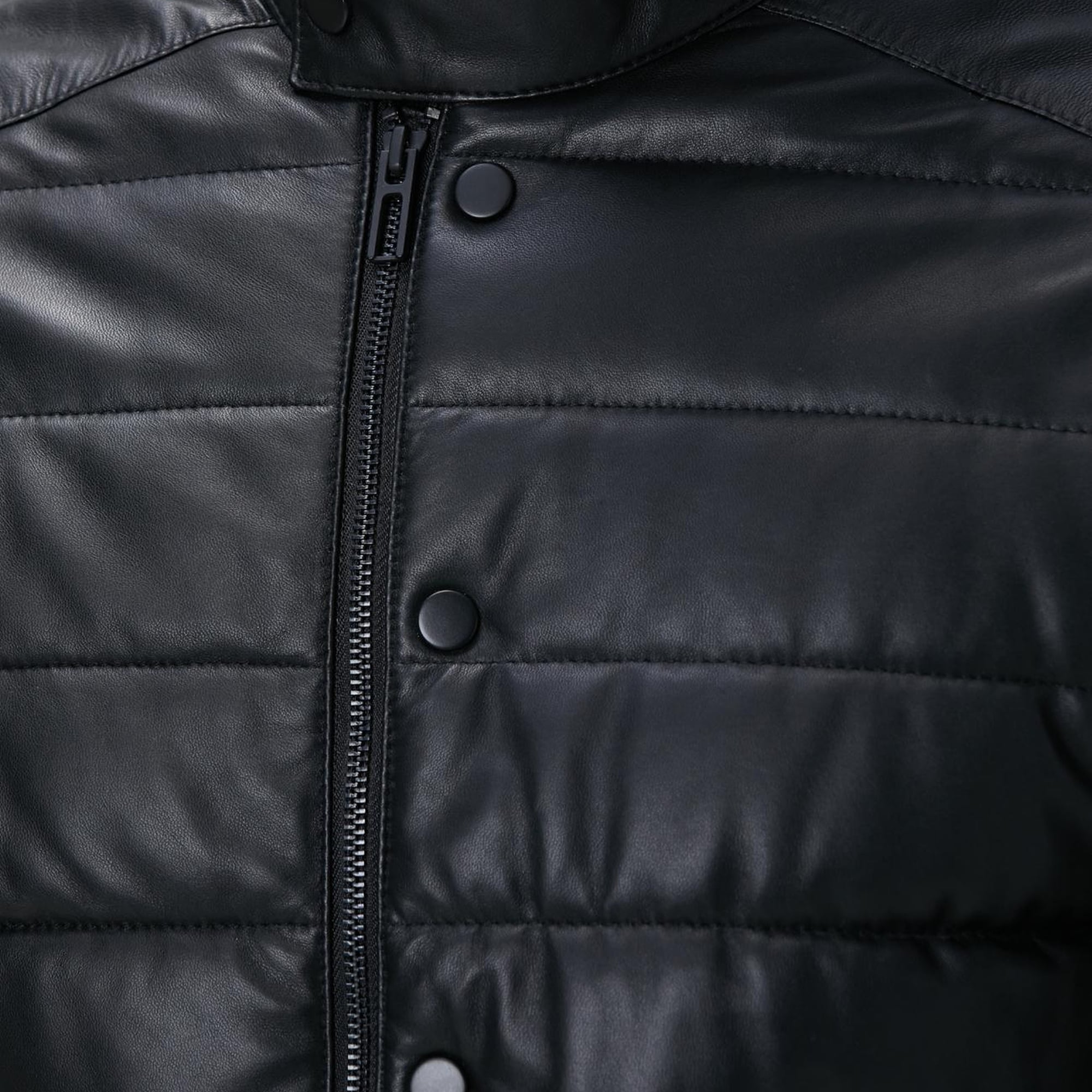 Network Erkek Siyah Kapitoneli Deri Mont