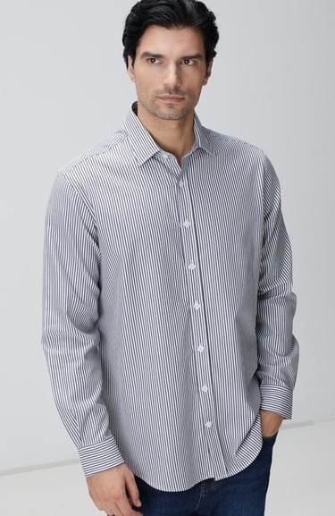  Network Erkek Indigo Çizgi Desenli Gömlek