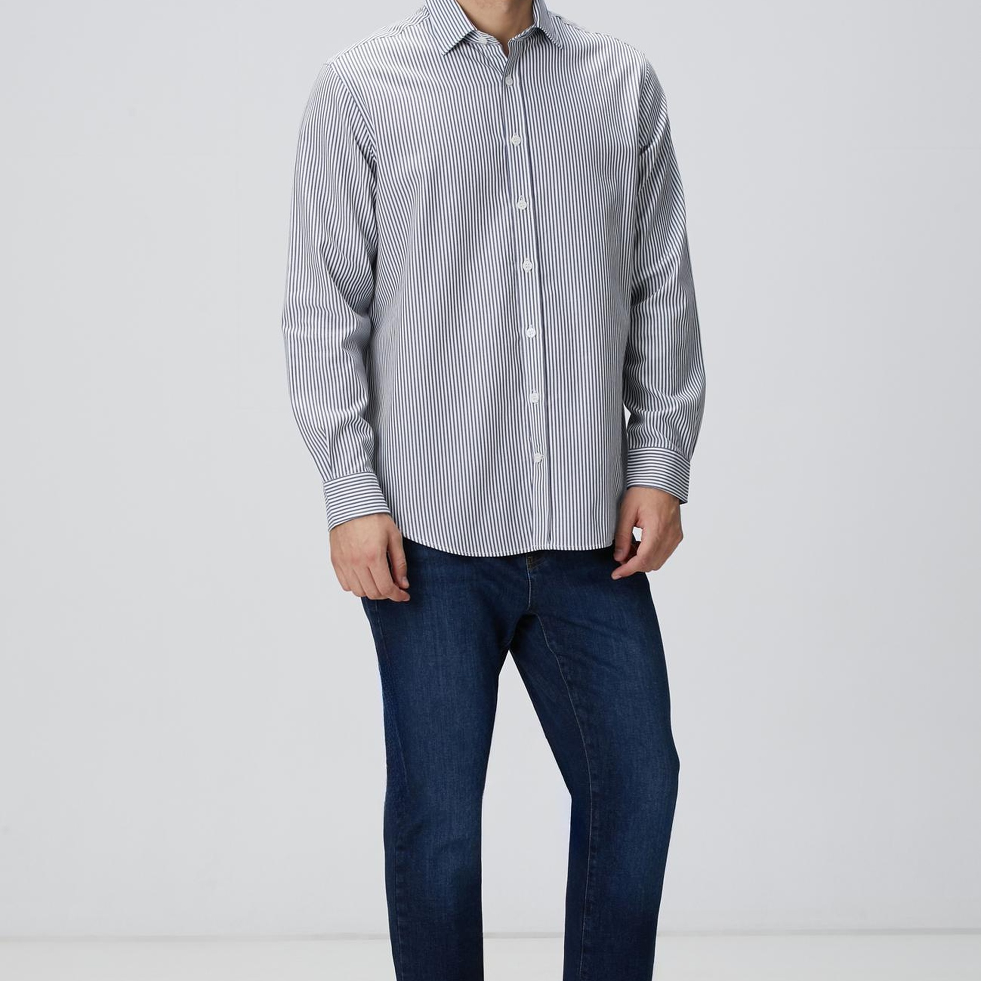 Network Erkek Indigo Çizgi Desenli Gömlek