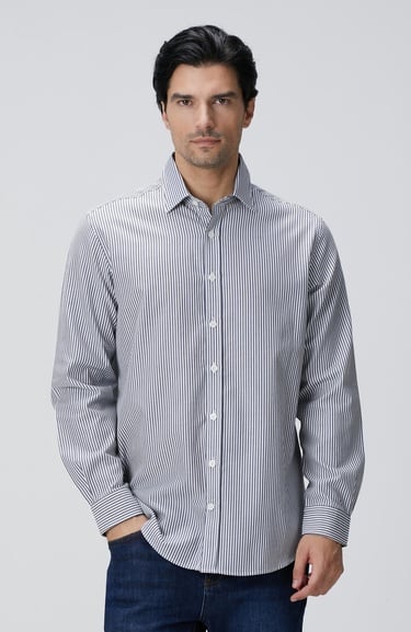 Network Erkek Indigo Çizgi Desenli Gömlek