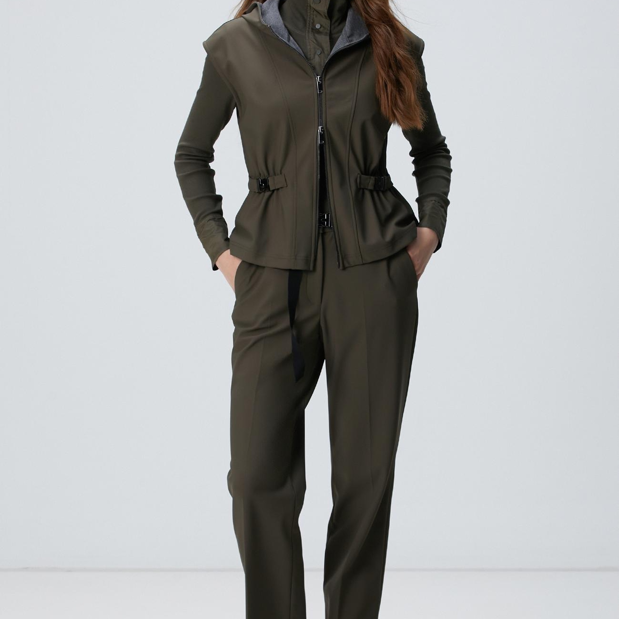 Network Kadın Haki N-Tech Kemer Detaylı Pantolon