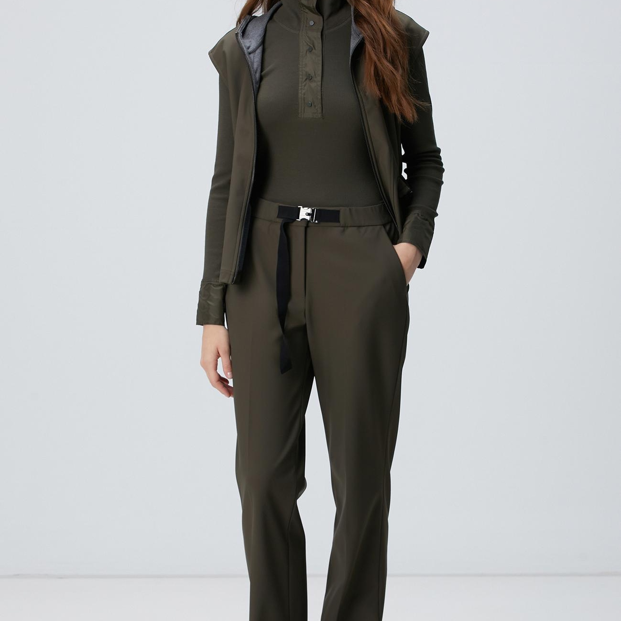 Network Kadın Haki N-Tech Kemer Detaylı Pantolon