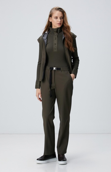  Network Kadın Haki N-Tech Kemer Detaylı Pantolon
