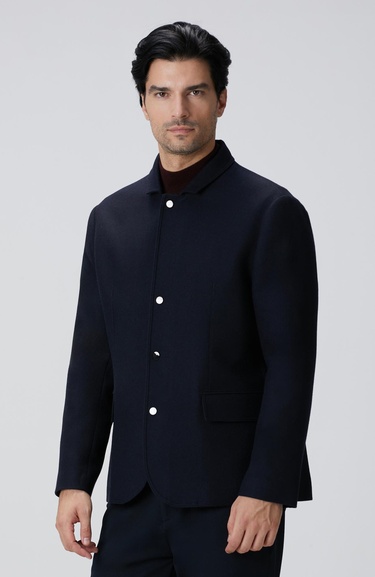 Network Erkek Lacivert Yün Karışımlı Ceket