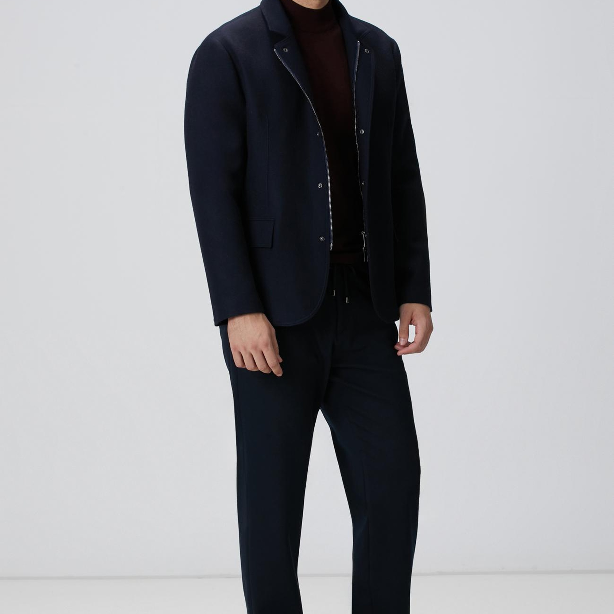 Network Erkek Lacivert Yün Karışımlı Ceket