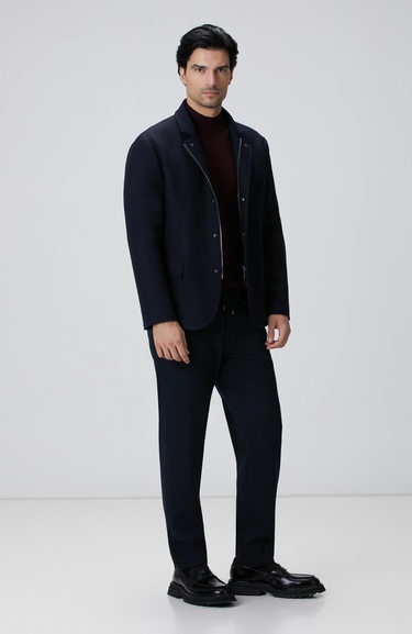  Network Erkek Lacivert Yün Karışımlı Ceket