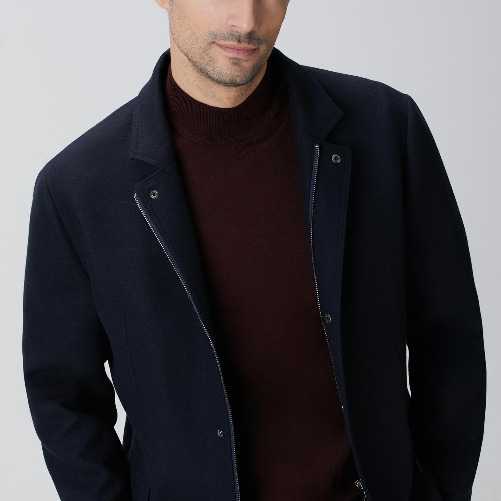 Network Erkek Lacivert Yün Karışımlı Ceket