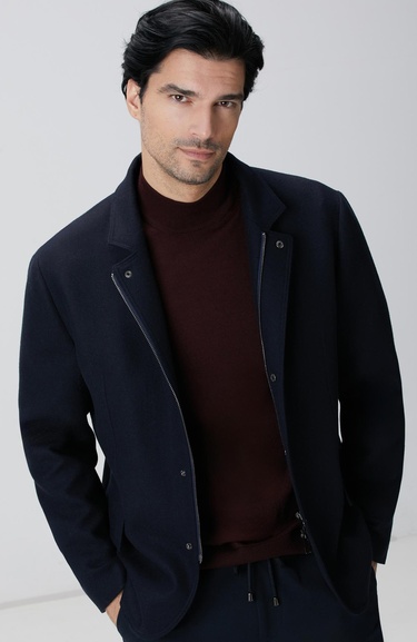  Network Erkek Lacivert Yün Karışımlı Ceket