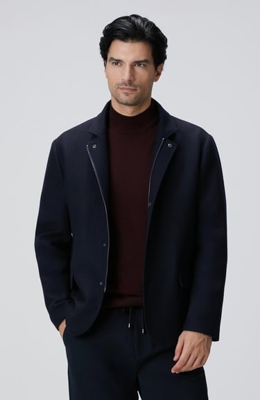  Network Erkek Lacivert Yün Karışımlı Ceket