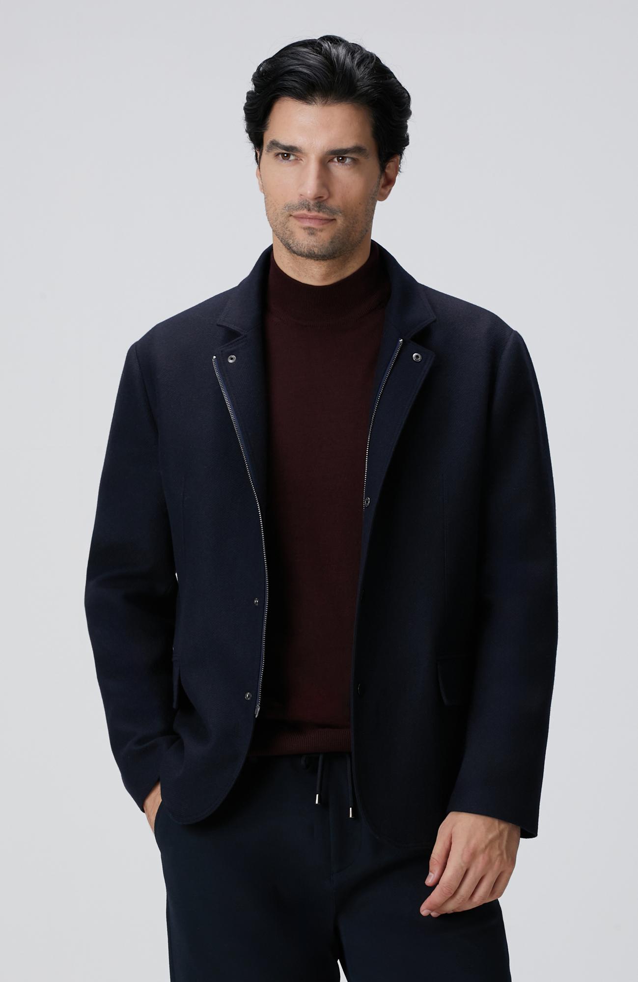  Network Erkek Lacivert Yün Karışımlı Ceket