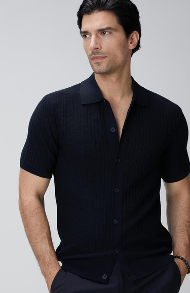  Network Erkek Lacivert Yün Karışımlı Triko Gömlek