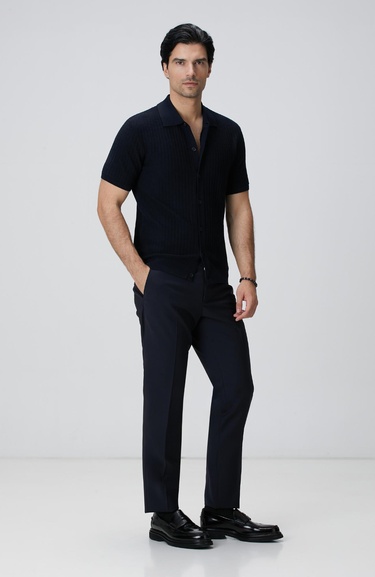  Network Erkek Lacivert Yün Karışımlı Triko Gömlek