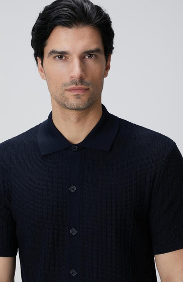  Network Erkek Lacivert Yün Karışımlı Triko Gömlek