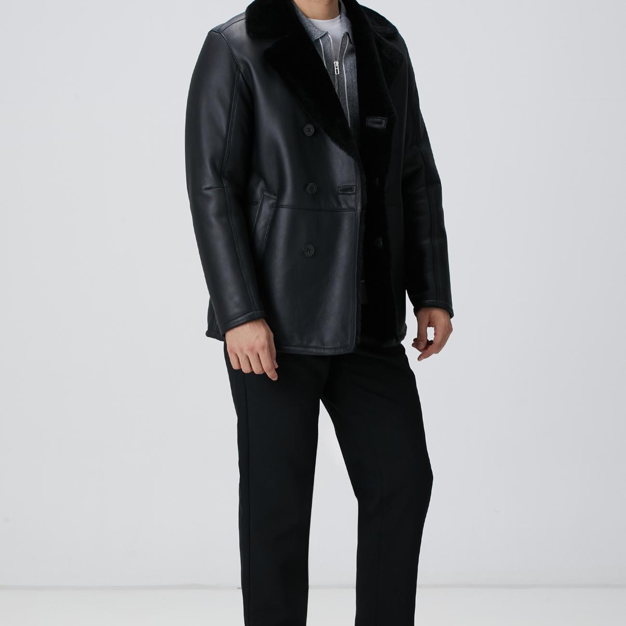 Network Erkek Siyah Deri Kaban