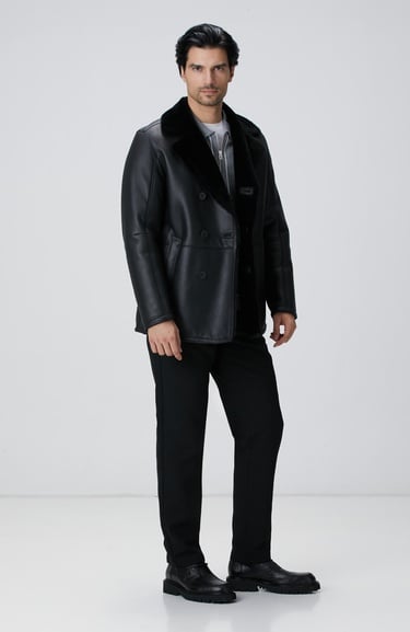  Network Erkek Siyah Deri Kaban