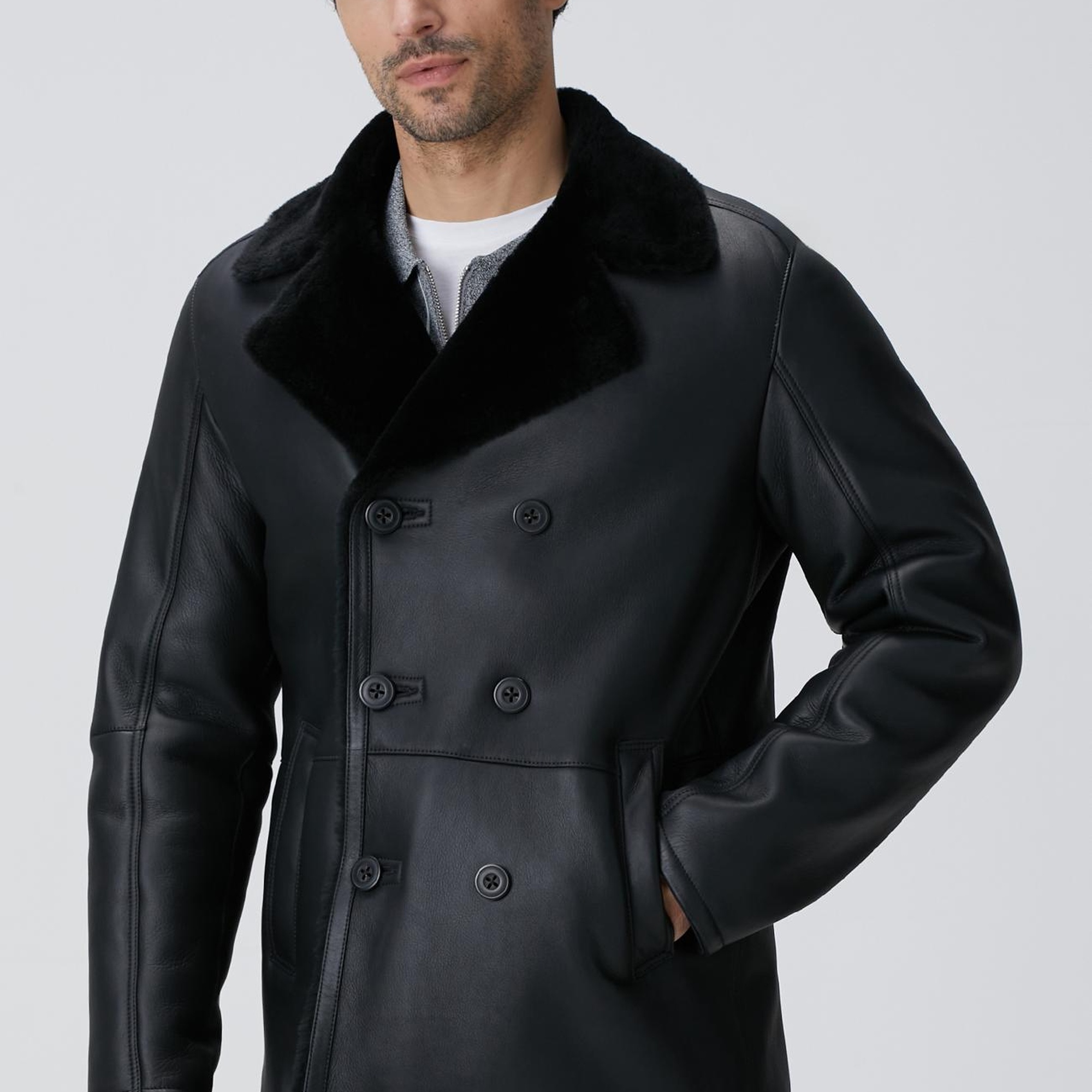 Network Erkek Siyah Deri Kaban