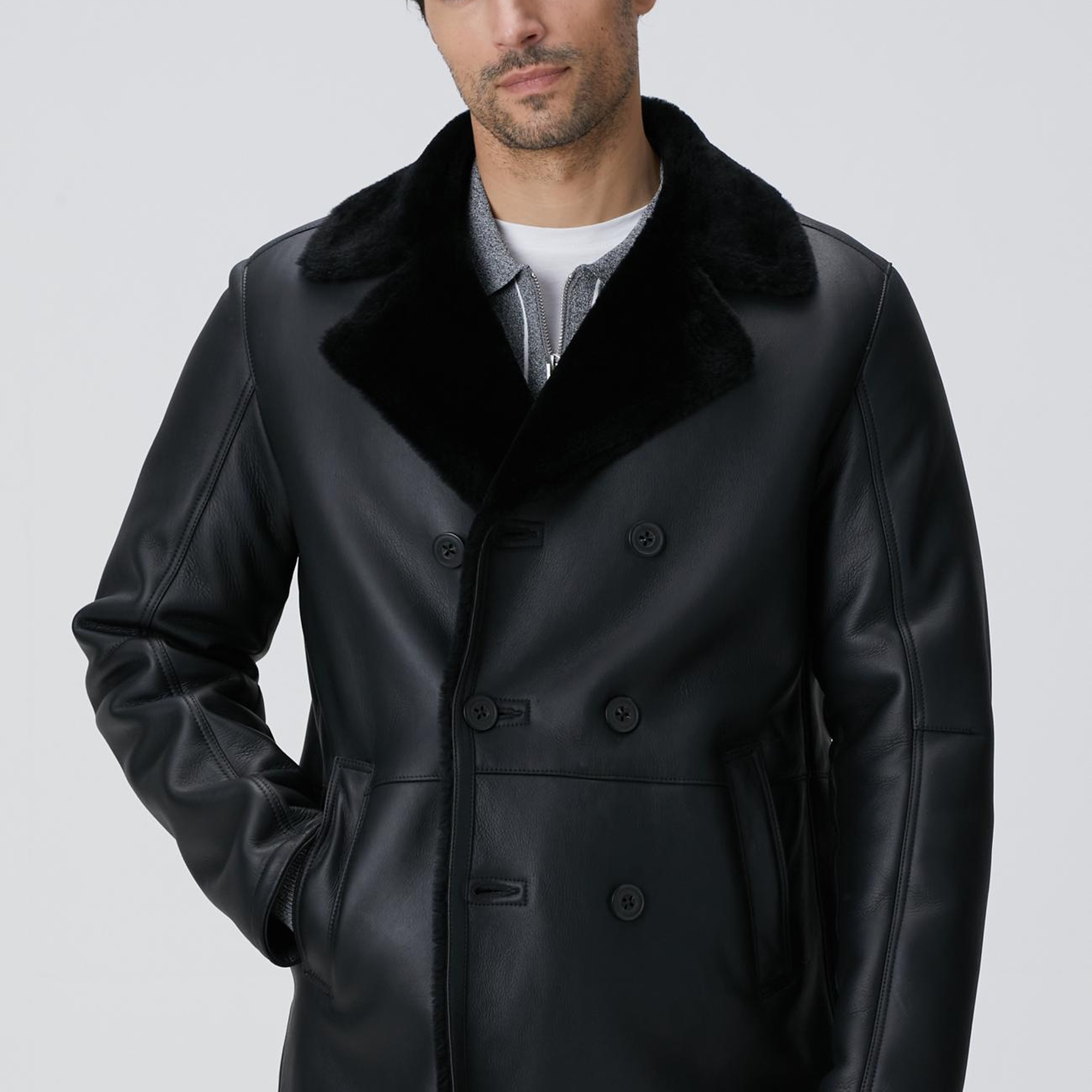 Network Erkek Siyah Deri Kaban