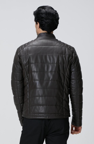  Network Erkek Kahverengi Dik Yaka Deri Mont