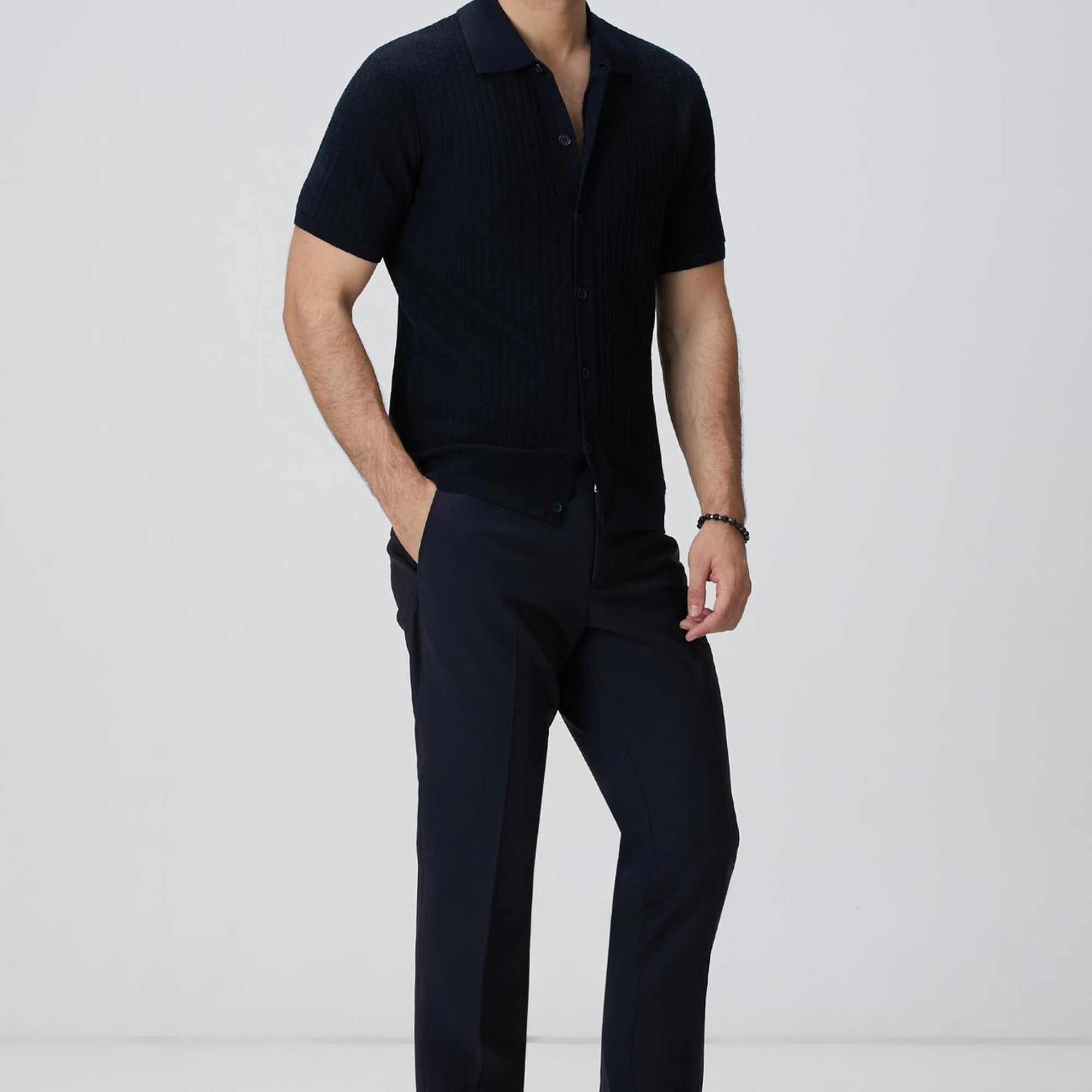 Network Erkek Lacivert Yün Karışımlı Triko Gömlek