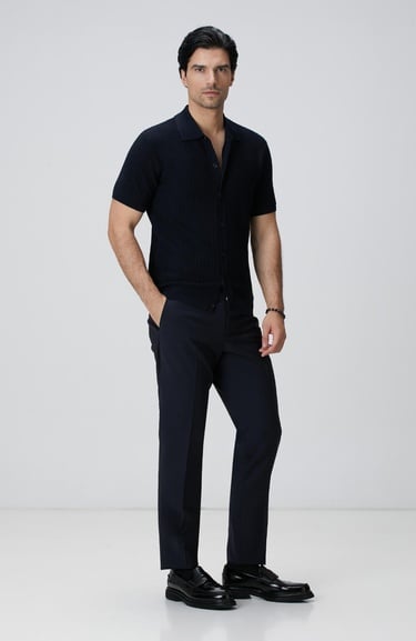  Network Erkek Lacivert Yün Karışımlı Triko Gömlek