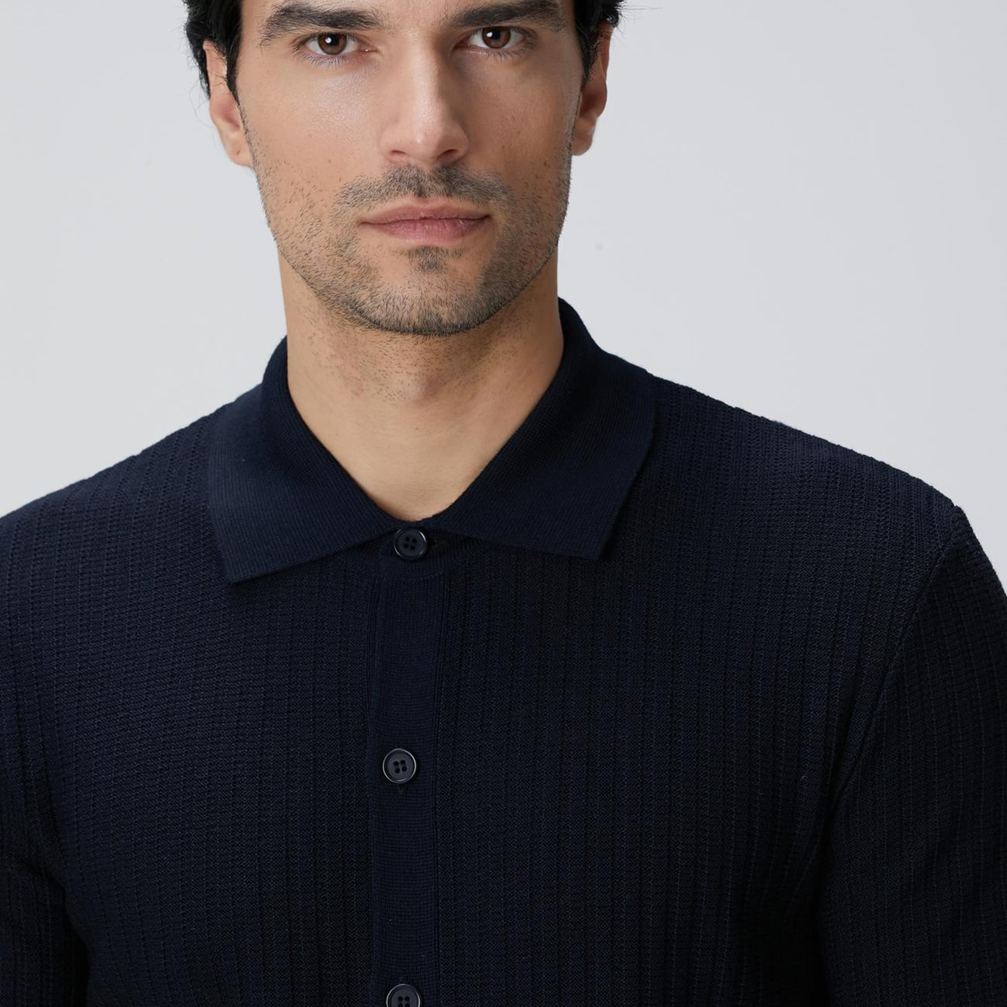 Network Erkek Lacivert Yün Karışımlı Triko Gömlek