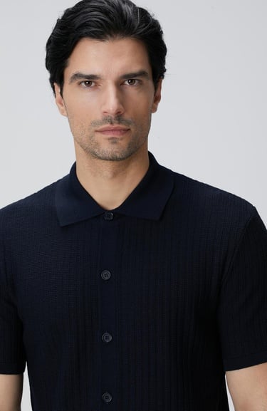  Network Erkek Lacivert Yün Karışımlı Triko Gömlek