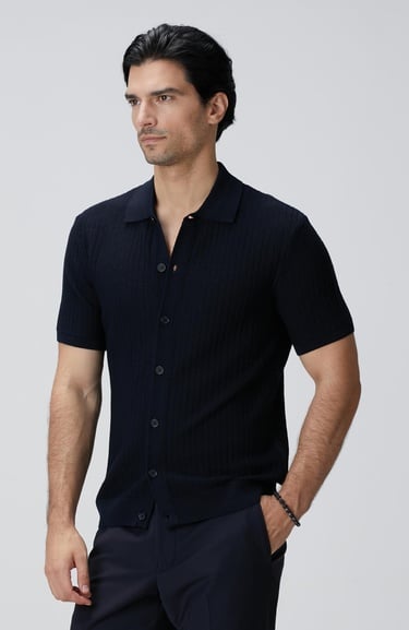  Network Erkek Lacivert Yün Karışımlı Triko Gömlek