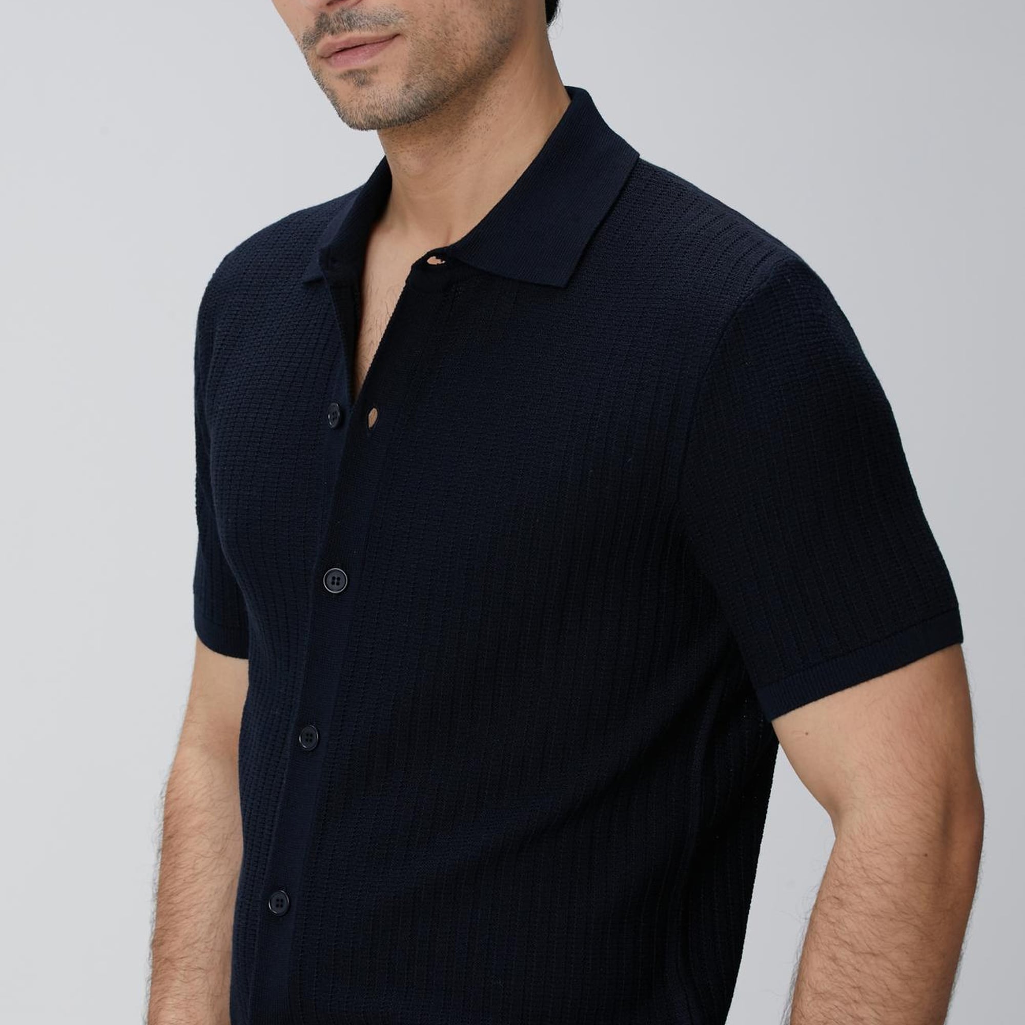 Network Erkek Lacivert Yün Karışımlı Triko Gömlek