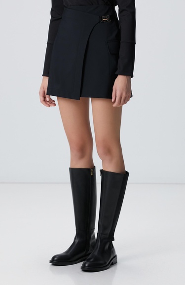  Network Kadın Siyah N-Tech Toka Detaylı Mini Etek