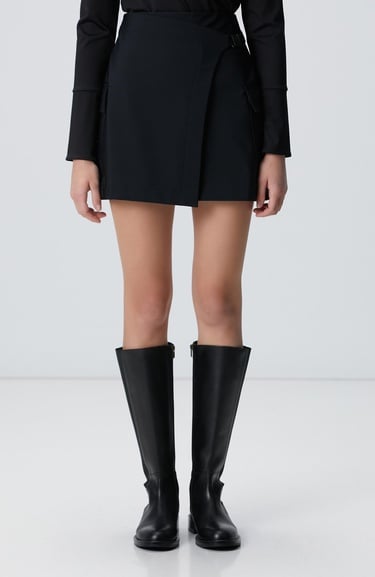  Network Kadın Siyah N-Tech Toka Detaylı Mini Etek