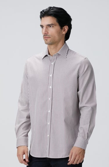  Network Erkek Bordo Çizgi Desenli Gömlek