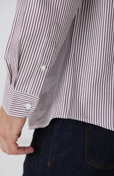  Network Erkek Bordo Çizgi Desenli Gömlek