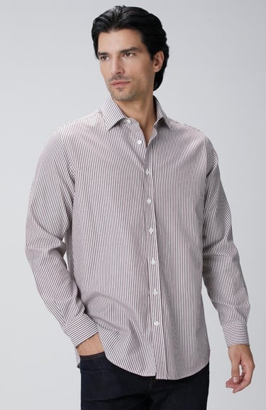  Network Erkek Bordo Çizgi Desenli Gömlek