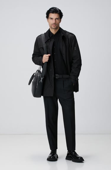  Network Erkek Siyah Jakarlı Comfort Fit Pantolon