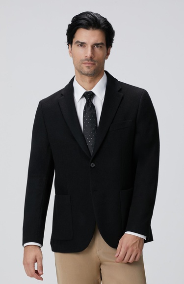  Network Erkek Limited Siyah Kaşmir Ceket