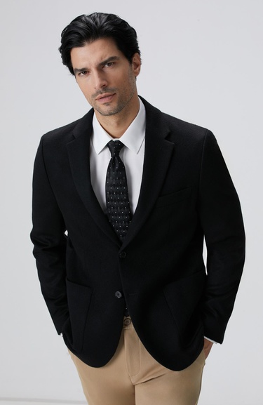  Network Erkek Limited Siyah Kaşmir Ceket