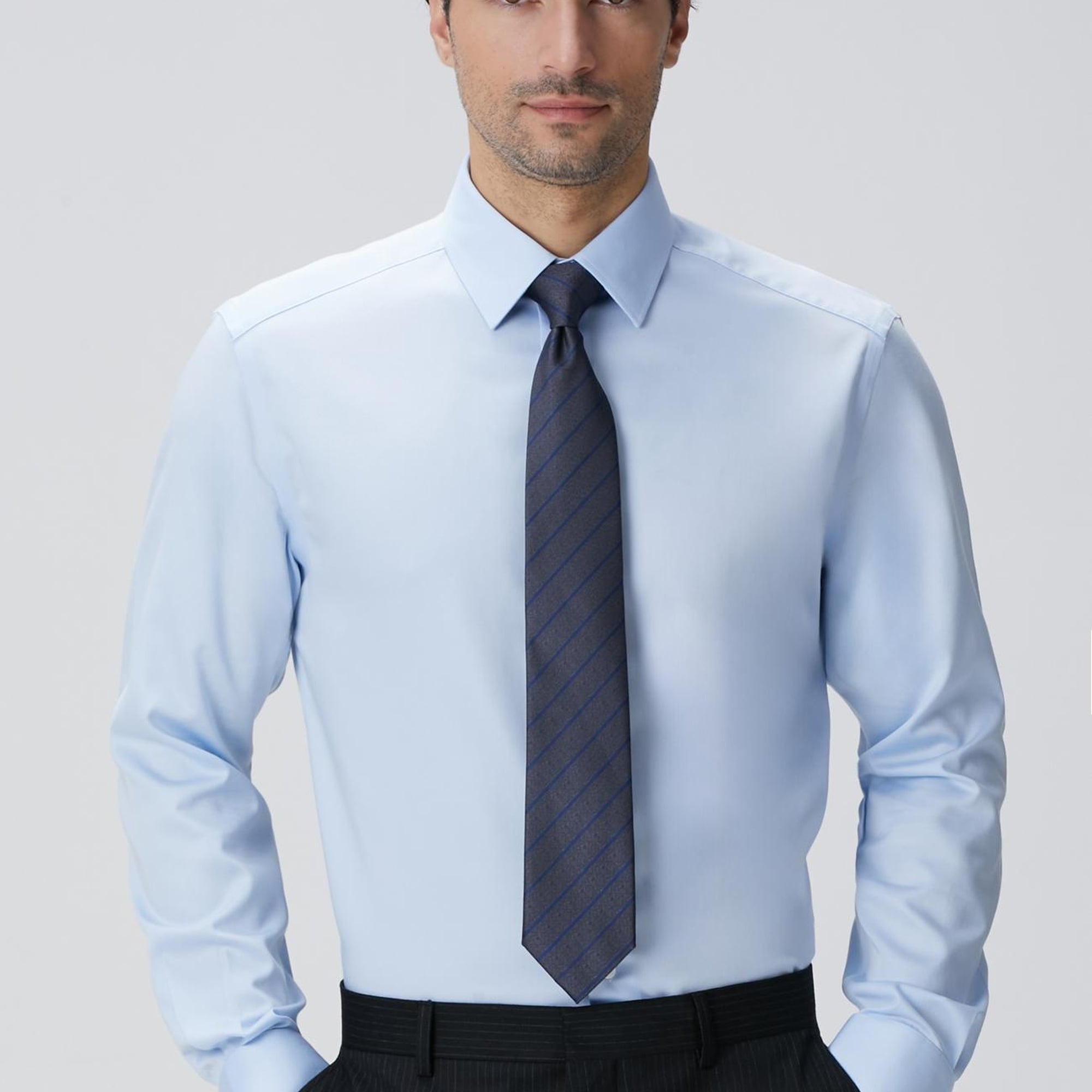 Network Erkek Non-Iron Açık Mavi Gömlek