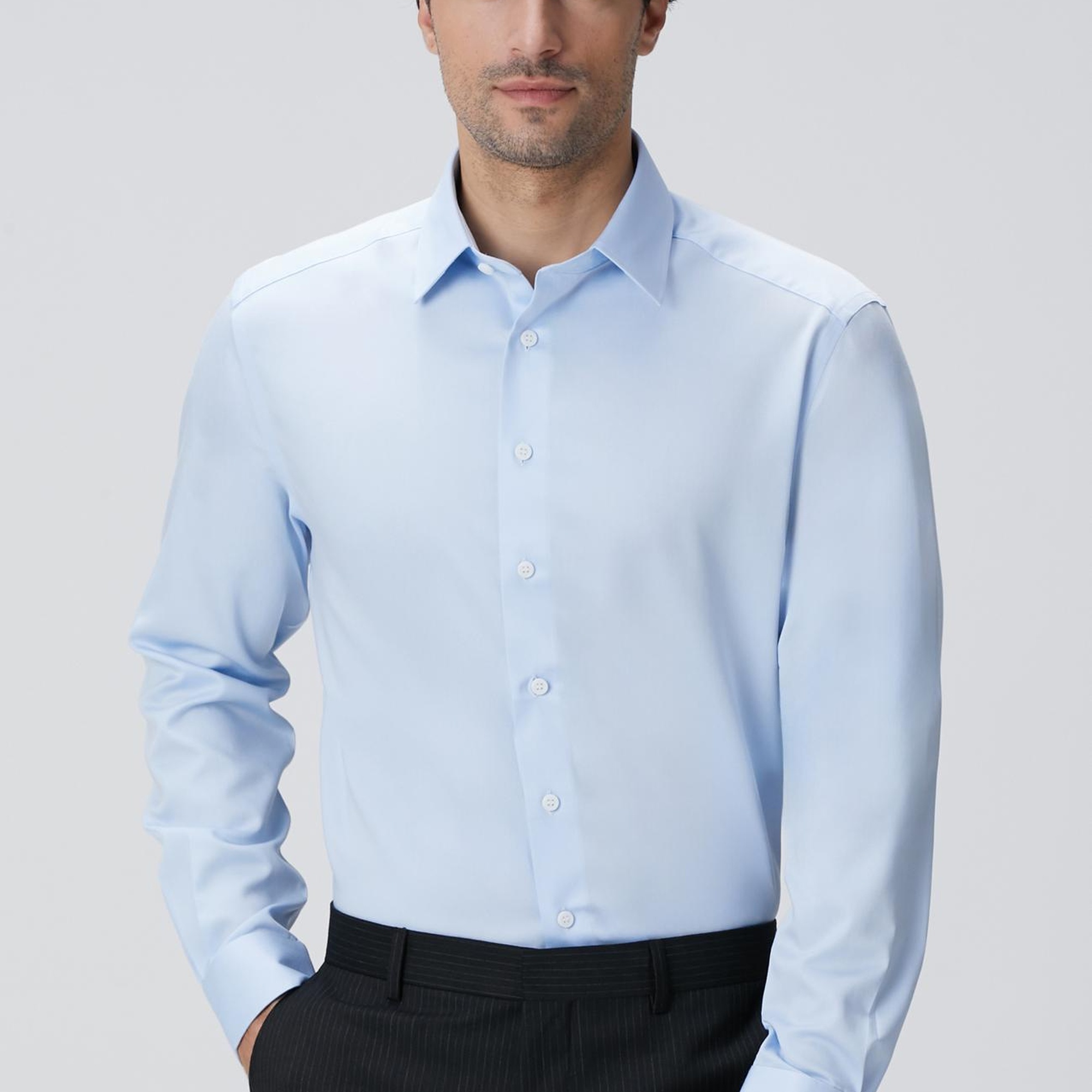 Network Erkek Non-Iron Açık Mavi Gömlek