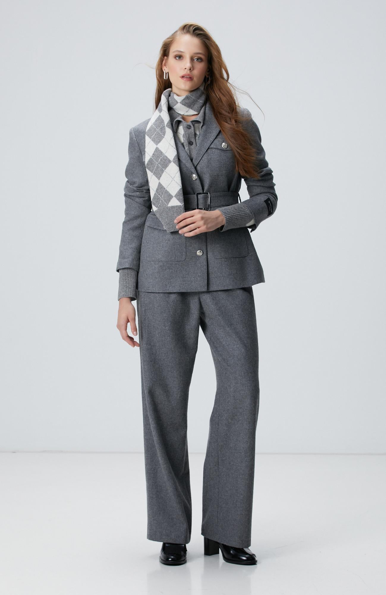  Network Kadın Gri Melanj Yün Karışımlı Pantolon