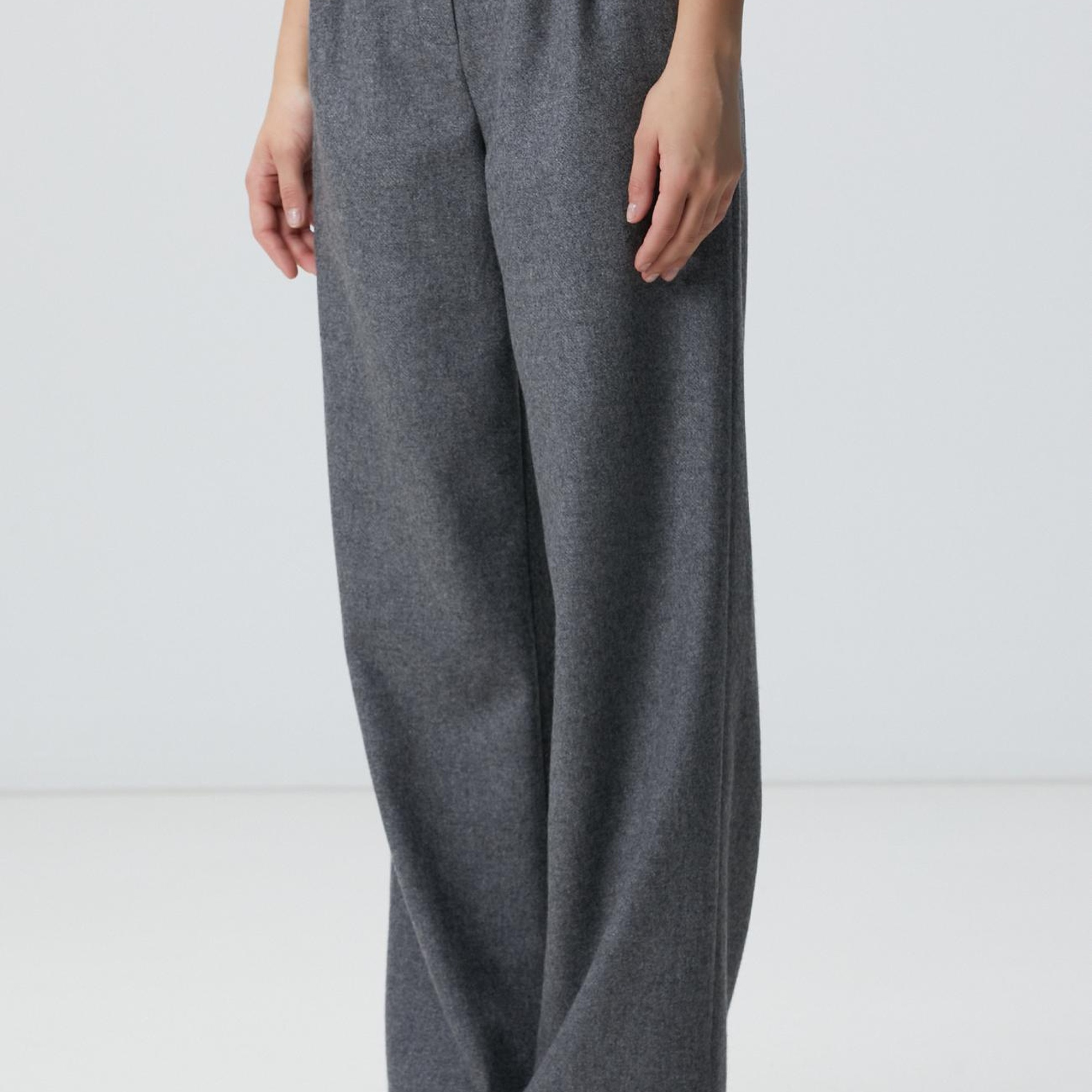 Network Kadın Gri Melanj Yün Karışımlı Pantolon