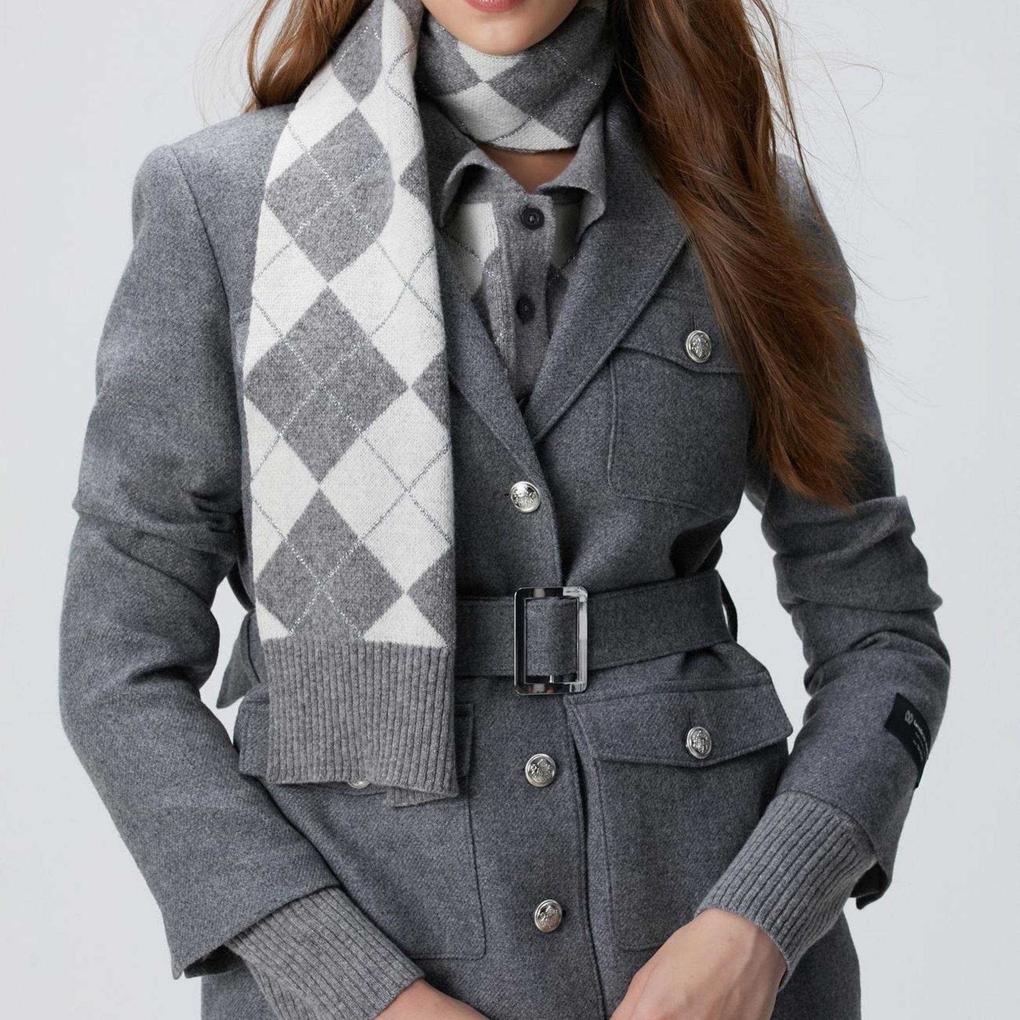 Network Kadın Gri Melanj Yün Karışımlı Ceket