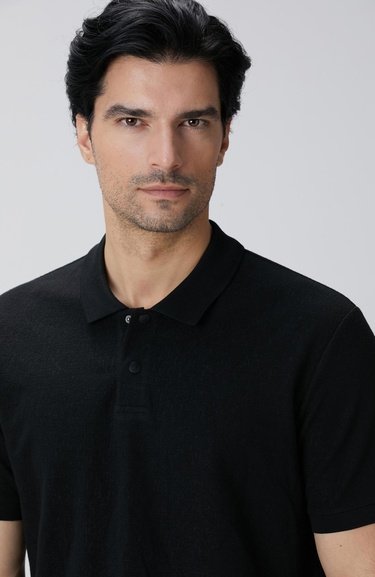  Network Erkek Siyah Polo Yaka T-shirt