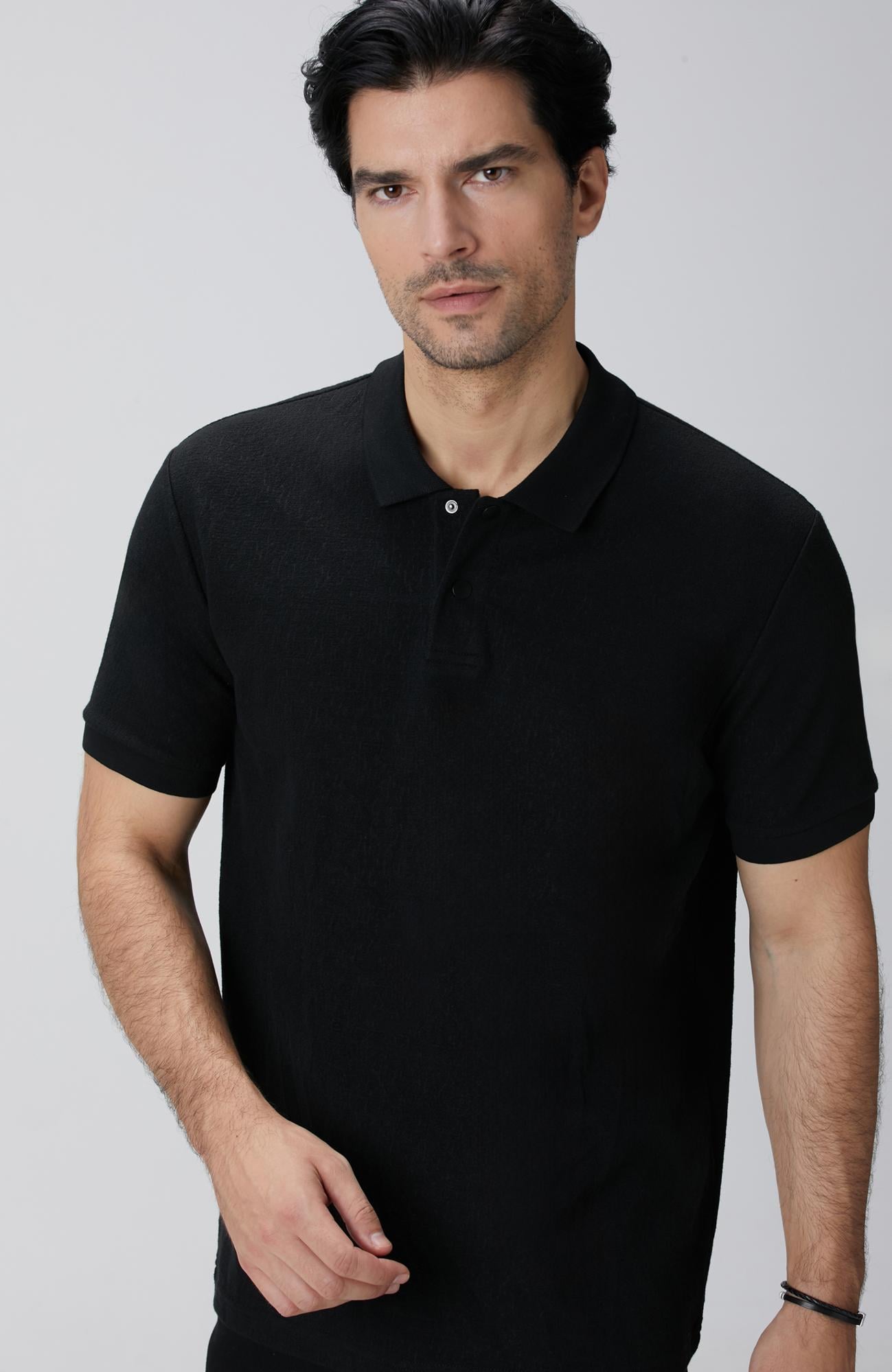  Network Erkek Siyah Polo Yaka T-shirt