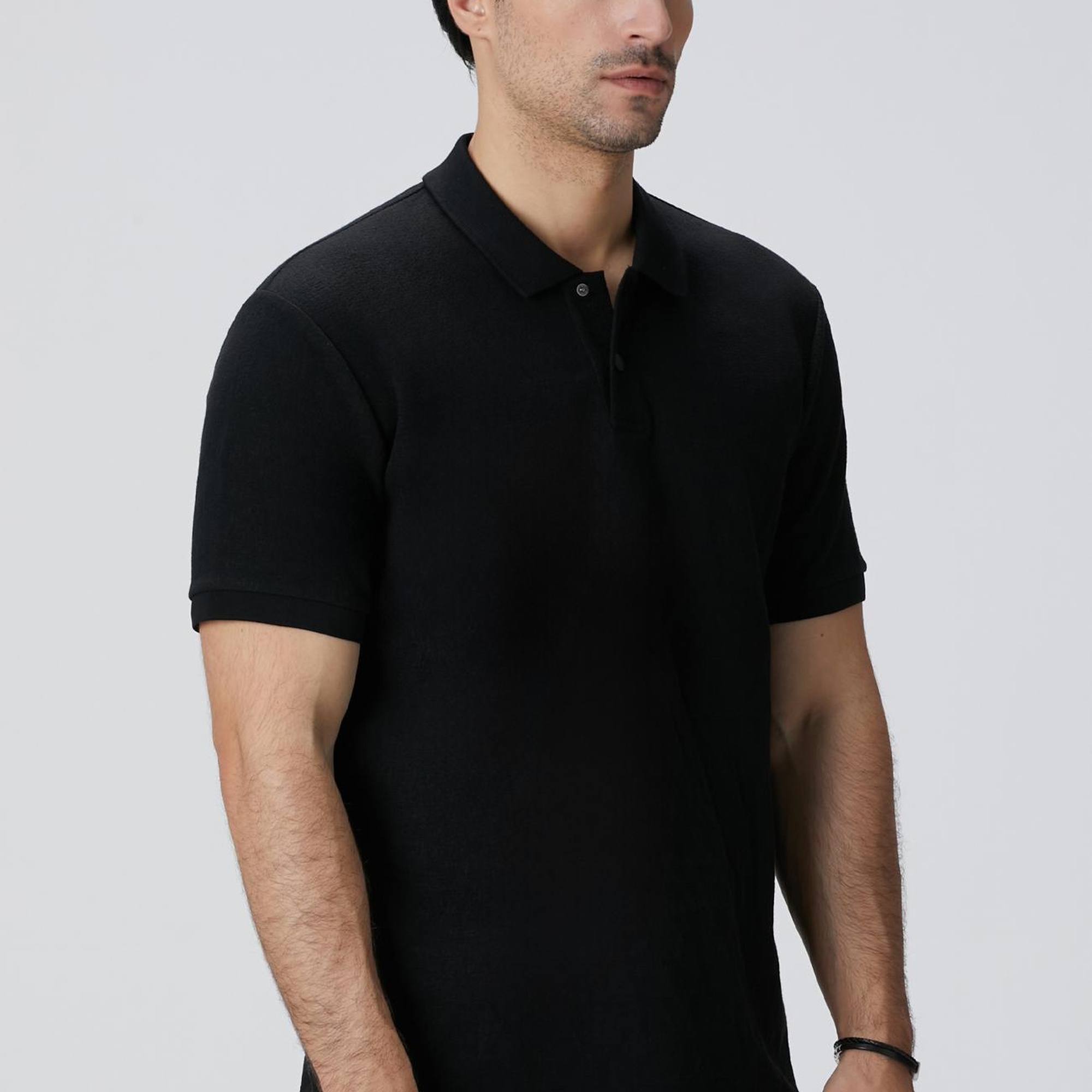 Network Erkek Siyah Polo Yaka T-shirt