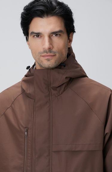  Network Erkek Kahverengi Kapüşonlu İnce Mont