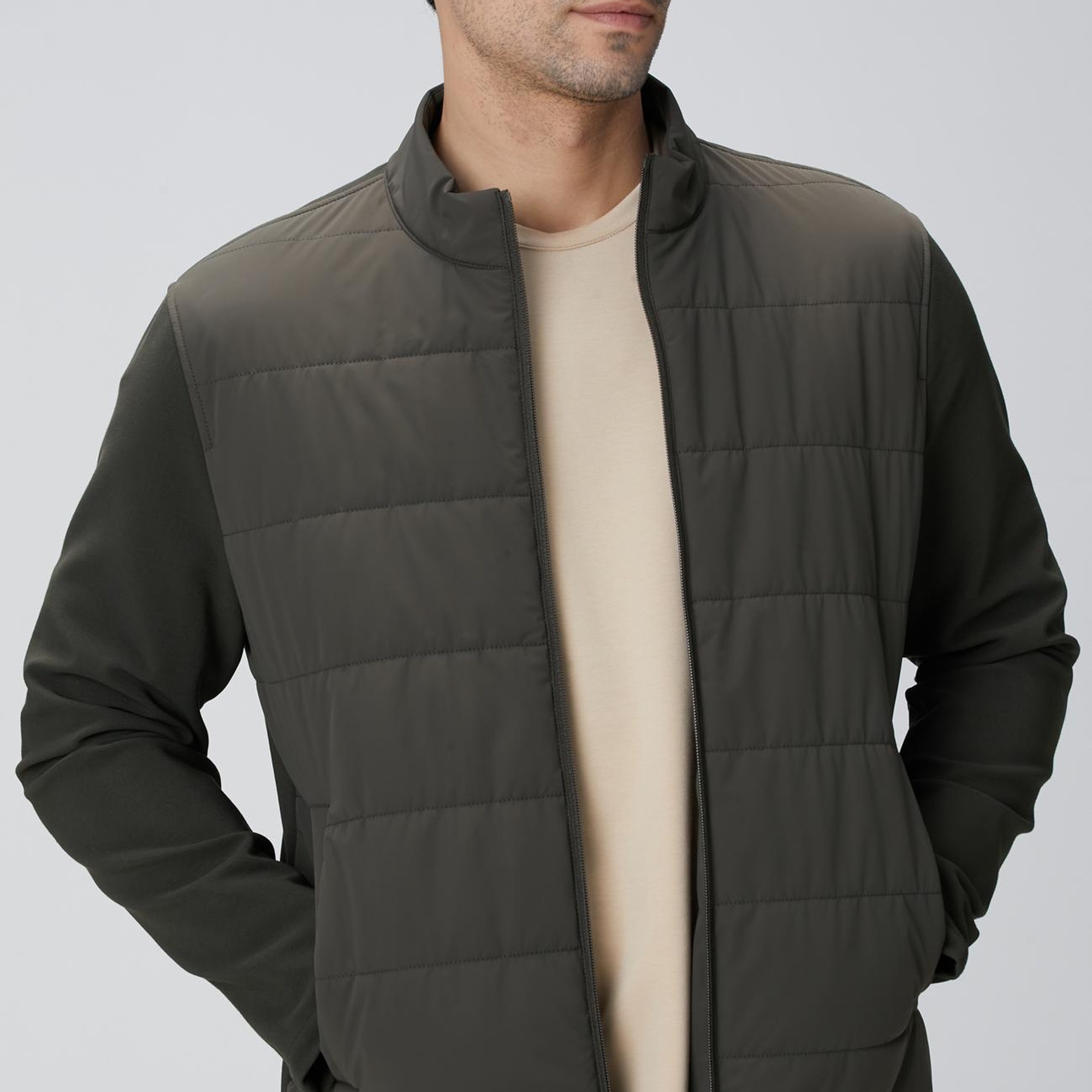 Network Erkek Haki Triko Kollu Mont