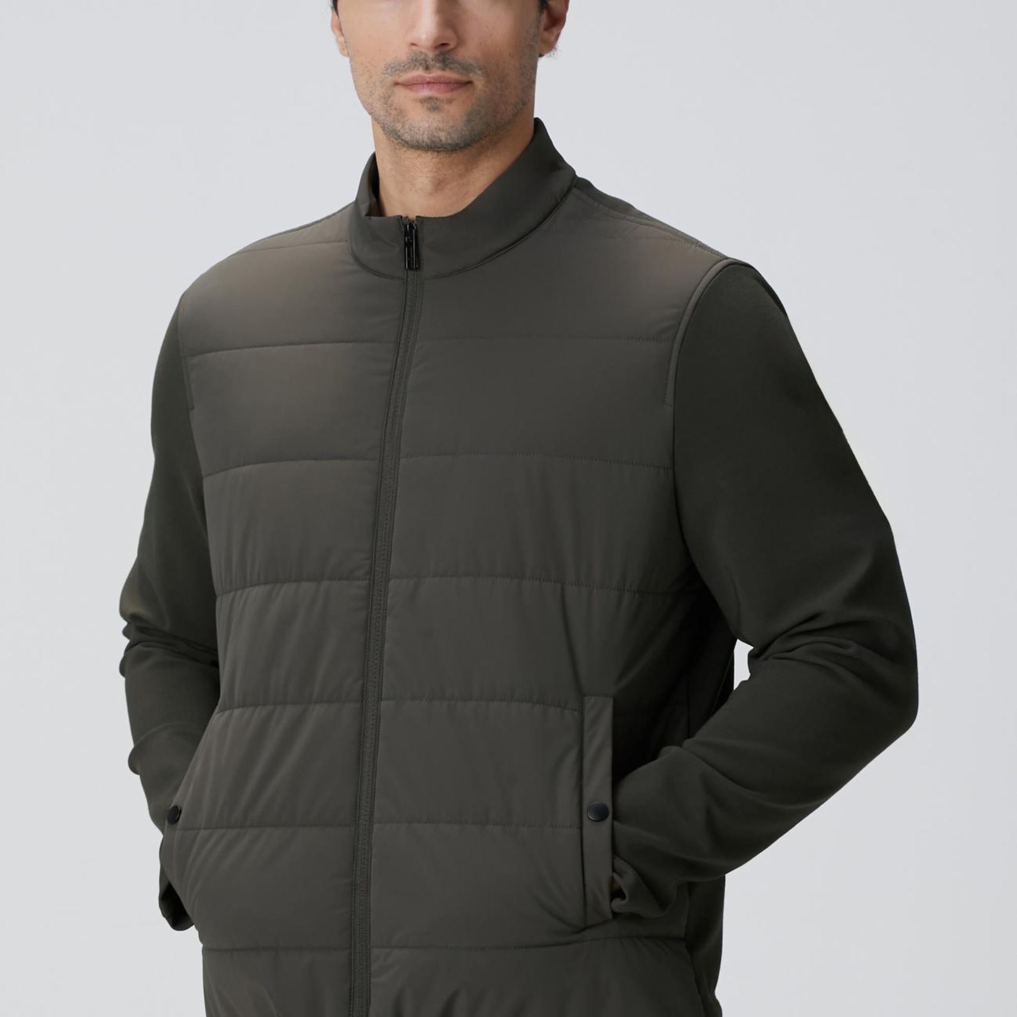 Network Erkek Haki Triko Kollu Mont