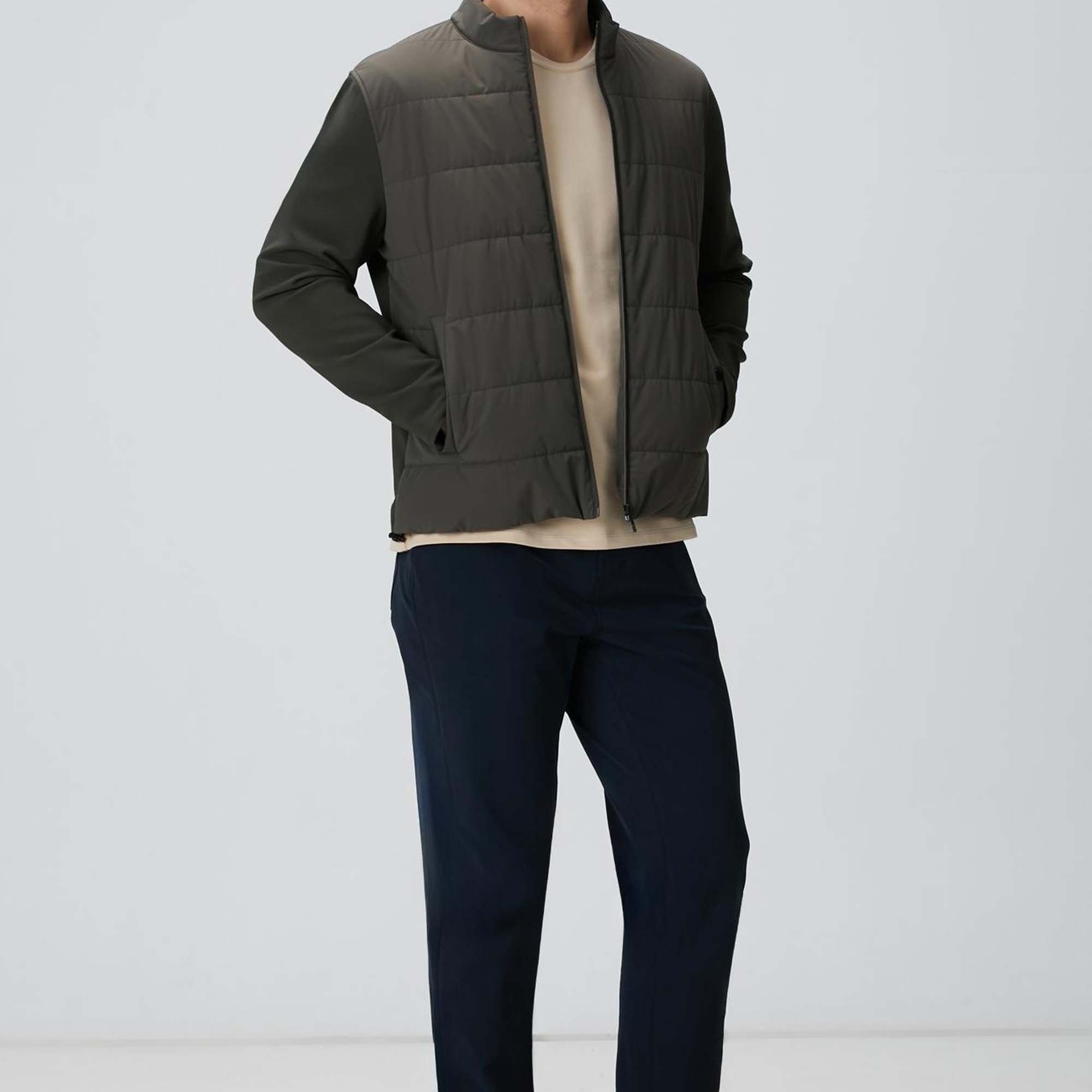 Network Erkek Haki Triko Kollu Mont