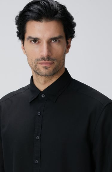  Network Erkek Siyah Yün Karışımlı Gömlek